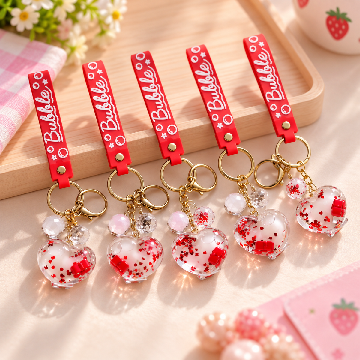 Heart Glitter Keychain